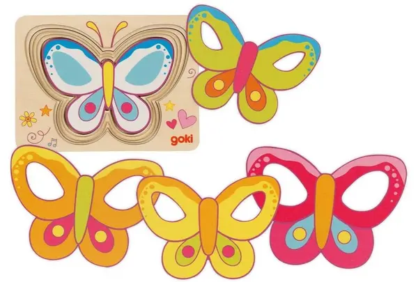 Puzzle din lemn Goki - Fluture, 5 piese