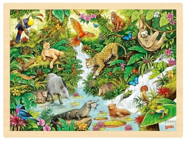 Puzzle din lemn Goki - În junglă, 96 piese