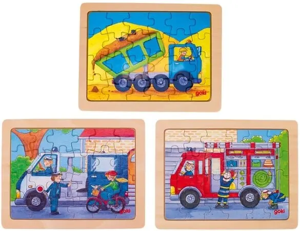 Puzzle din lemn Goki - La serviciu (sortiment)