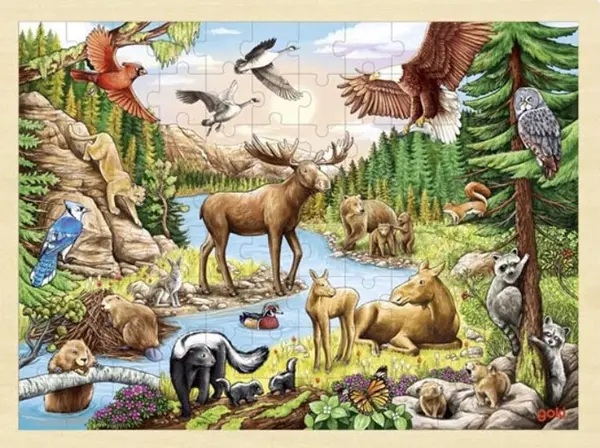 Puzzle din lemn Goki - Stepa nord-americana