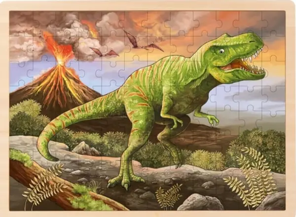 Puzzle din lemn Goki - T-Rex