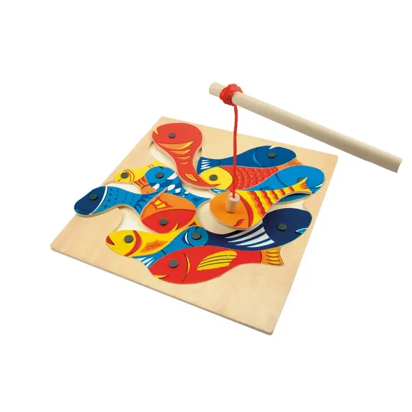 Puzzle din lemn , Joc magnetic de pescuit pentru copii