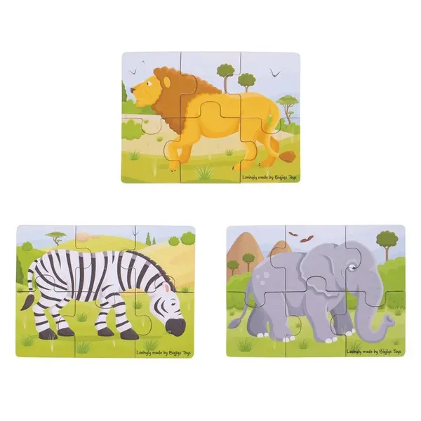 Puzzle din lemn - Jungla vesela | Bigjigs