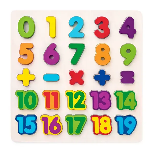 Puzzle din lemn , Matematica E i numere 1, 20, 25 piese educative