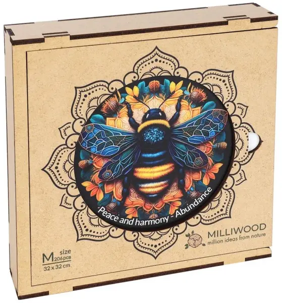 Puzzle din lemn Milliwood de la 206 piese - Mandala, Abundență (Mărimea M)