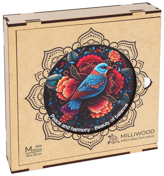 Puzzle din lemn Milliwood de la 206 piese - Mandala, armonie (Mărimea M)