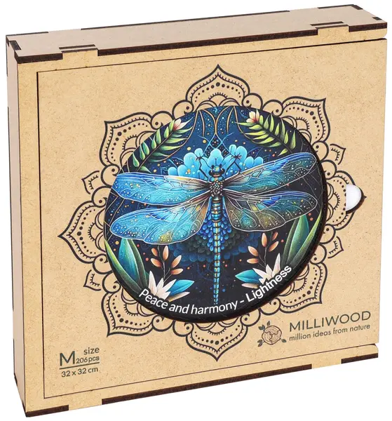 Puzzle din lemn Milliwood de la 206 piese - Mandala, ușurință (Mărimea M)