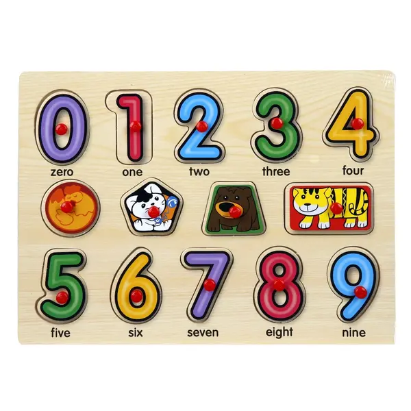 Puzzle din lemn, Numere, 14 piese