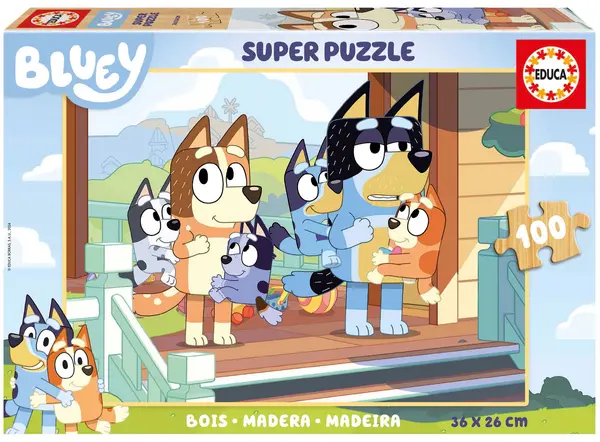 Puzzle din lemn pentru copii Educa din 100 de piese - Bluey