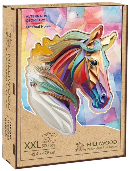 Puzzle din lemn pentru copii Milliwood din 500 piese - Cal magic (dimensiune XXL)