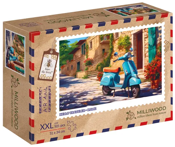 Puzzle din lemn pentru copii Milliwood din 501 piese - Roma(marime XXL)