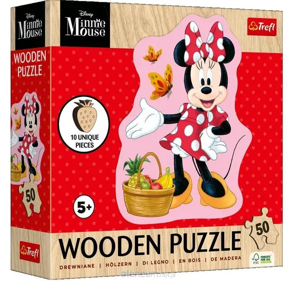 Puzzle din lemn pentru copii Trefl din 50 piese - Minnie Mouse fericită