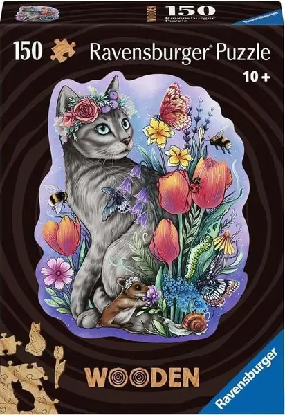 Puzzle din lemn Ravensburger din 150 piese - Pisicuță de primăvară