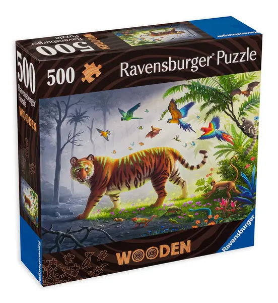 Puzzle din lemn Ravensburger din 500 de piese - Tigrul în junglă