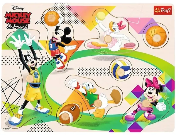 Puzzle din lemn Trefl - Mickey Mouse și prietenii, 8 piese