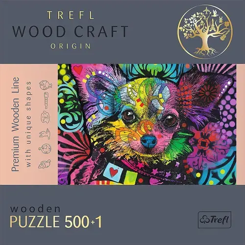 Puzzle din lemn Trefl Wood Craft, Catelusii dragalasi, 500+1 piese
