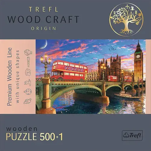 Puzzle din lemn Trefl Wood Craft, Obictivele turistice din Londra, 500+1 piese