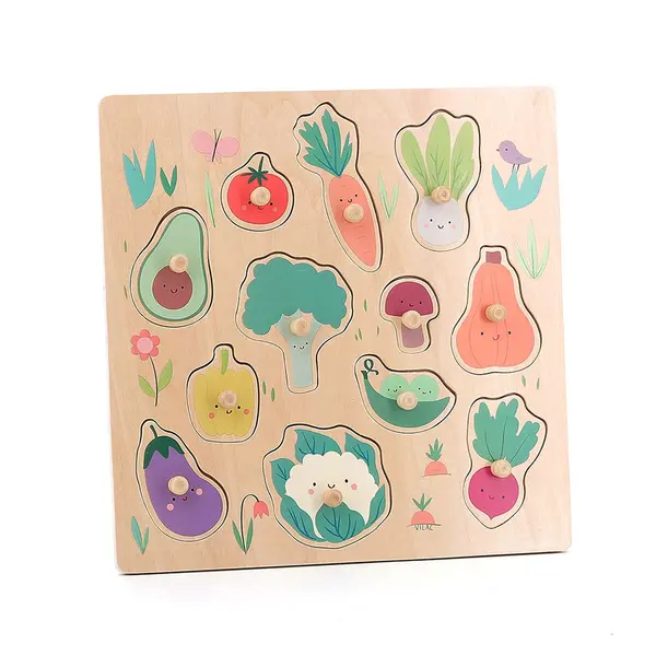 Puzzle din lemn - Vegetables peg puzzle | Vilac