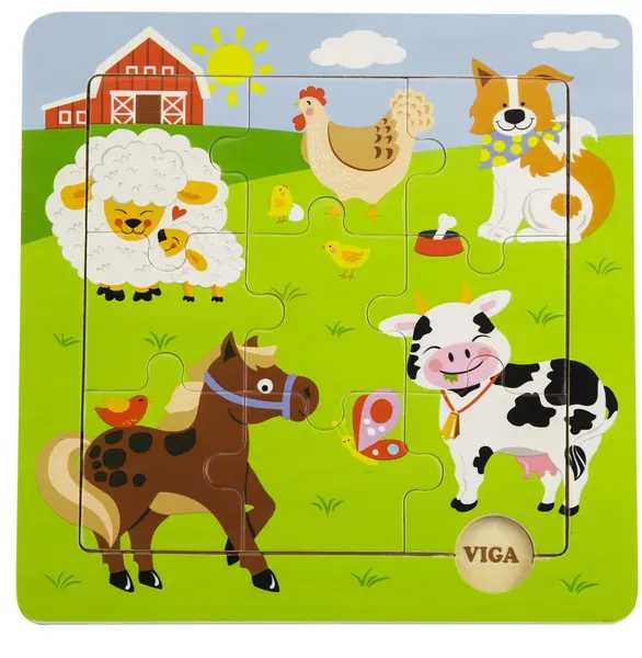 Puzzle din lemn Viga - Animale de companie, 9 piese