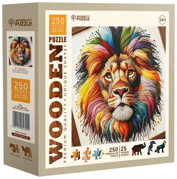 Puzzle din lemn Wooden City din 250 piese - Leu