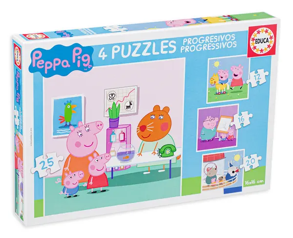 Puzzle Educa 4 in 1 - Aventurile lui Peppa Pig