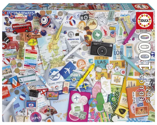Puzzle Educa de 1000 piese - Colaj turistic