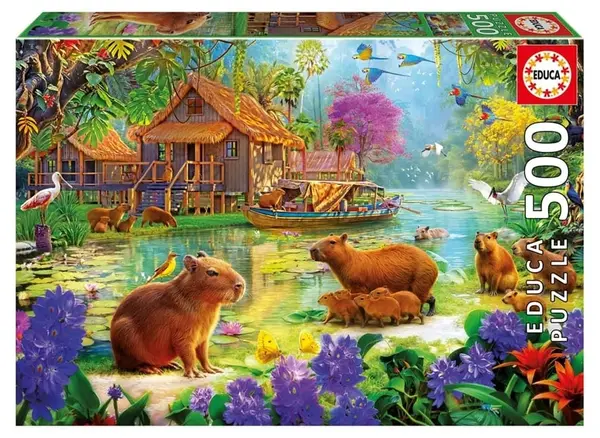 Puzzle Educa de 500 piese - Satul capibarelor