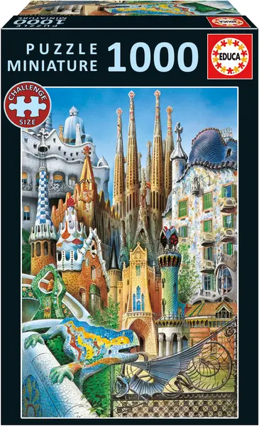 Puzzle Educa din 1000 de mini piese - Colaj, cladirile lui Gaudi, miniatura