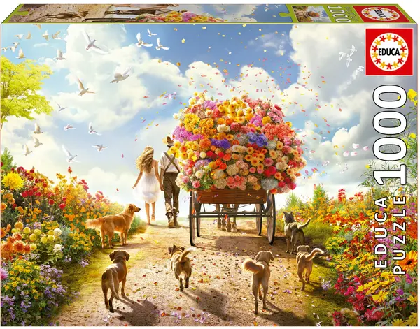 Puzzle Educa din 1000 de piese - Căruță cu flori