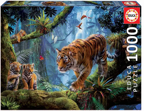 Puzzle Educa din 1000 de piese - Tigers in the tree