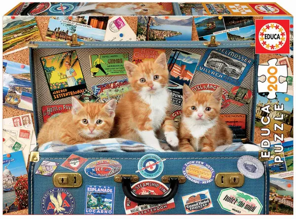 Puzzle Educa din 200 de piese - Travelling Kittens