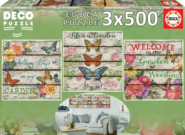 Puzzle Educa din 3 x 500 de piese - Bun venit in gradina