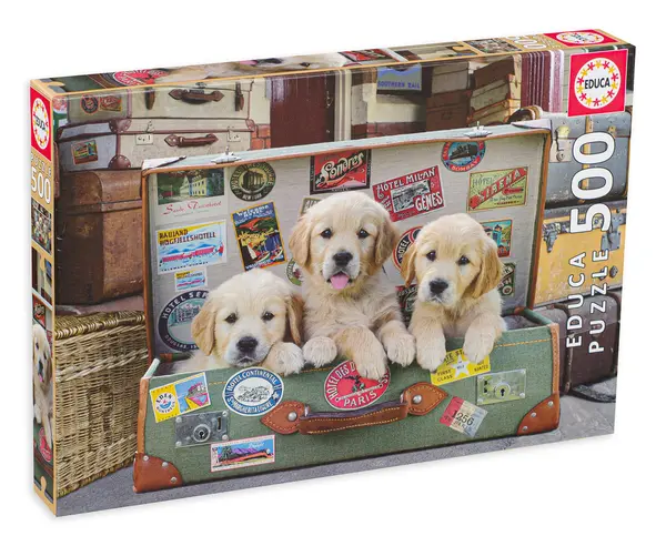 Puzzle Educa din 500 de piese - Catelusi in bagaj