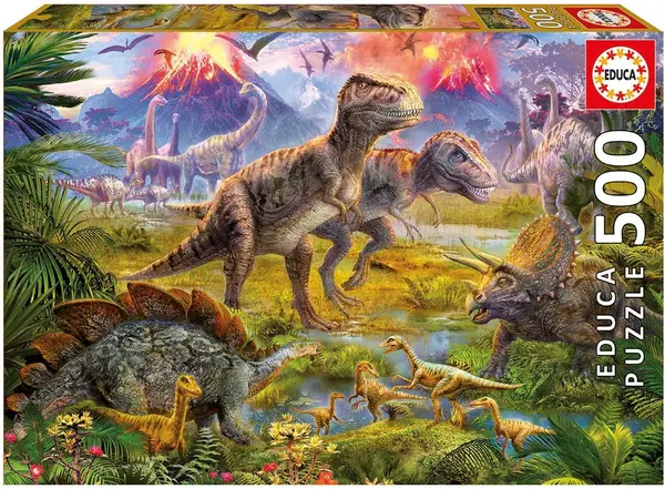 Puzzle Educa din 500 de piese - Intalnirea dinozaurilor