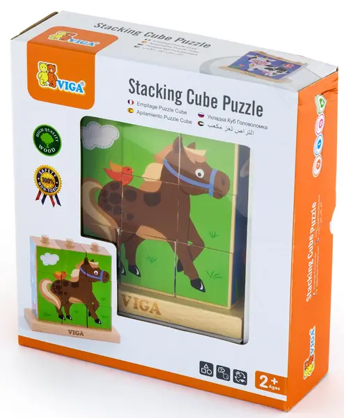 Puzzle educațional cu cuburi Viga - Pets, 9 piese