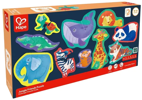 Puzzle educațional Hape International - Prietenii junglei