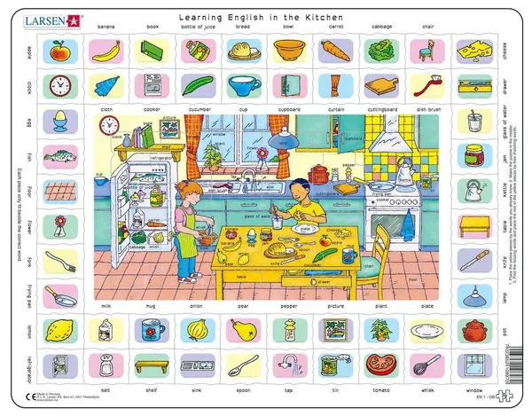 Puzzle educațional Larsen din 70 piese - În bucătărie