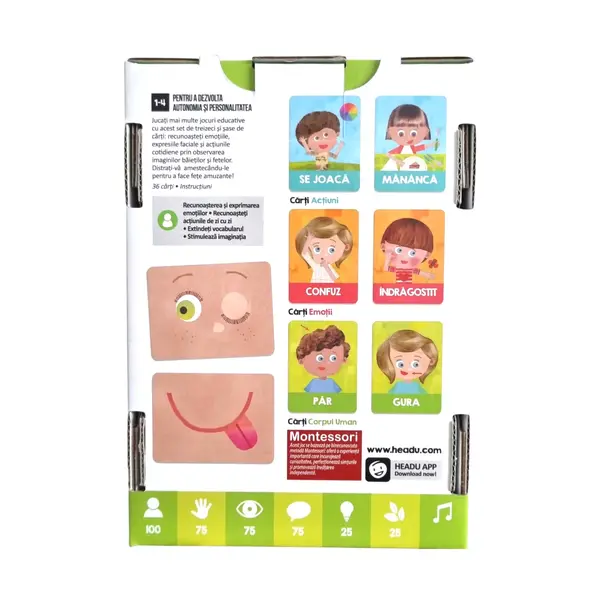 Puzzle educativ - Carti emotii si actiuni in limba romana | Headu