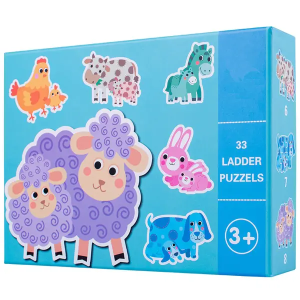 Puzzle educativ din lemn - 6 puzzle animale domestice