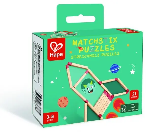 Puzzle educativ din lemn Hape - Matchstix Puzzles, 21 piese