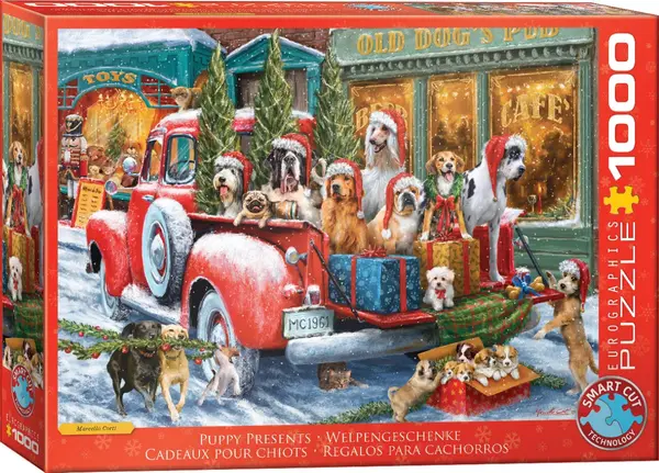 Puzzle Eurographics de 1000 de bucăți – Câini într-un camion