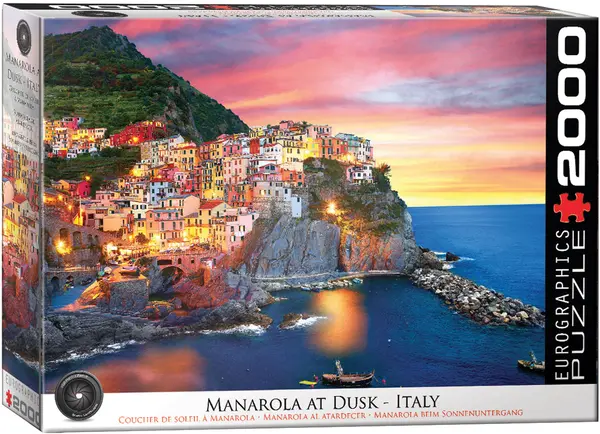 Puzzle Eurographics din 2000 piese - Manarola la apus, Italia