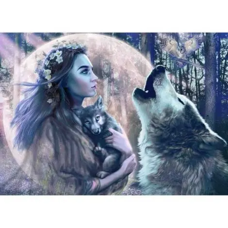 Puzzle Femeie Cu Lupi, 1000 Piese