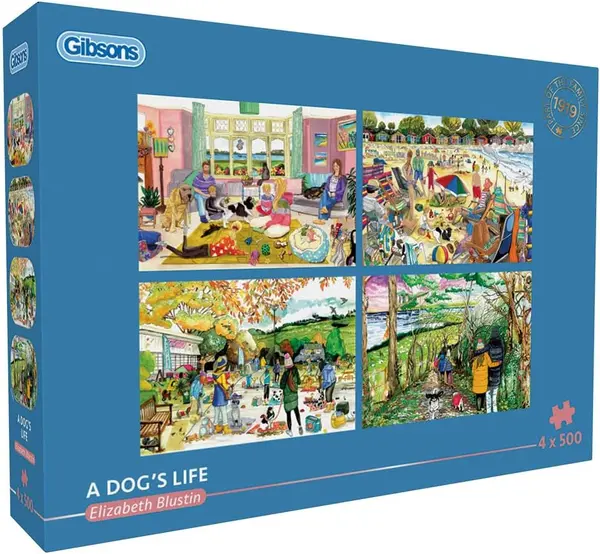 Puzzle Gibsons din 4 x 500 piese - Viața de câine