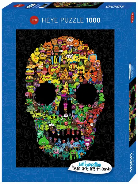 Puzzle Heye din 1000 de piese - Schita cu craniu, John Burgerman