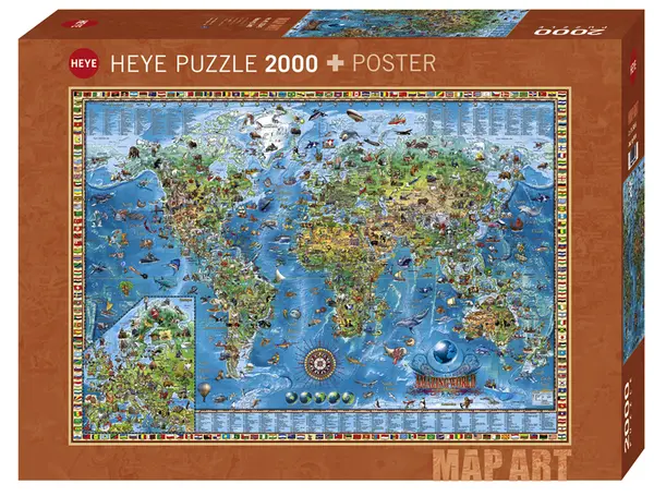 Puzzle Heye din 2000 de piese - Lumea uimitoare