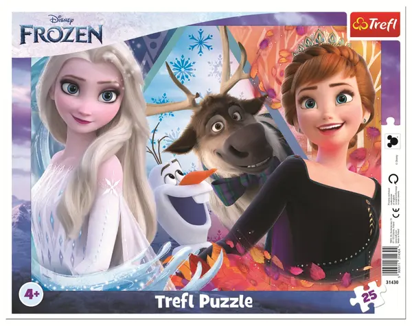 Puzzle în ramă Trefl din 25 piese - Regatul de Gheață 2: Anna și Elsa