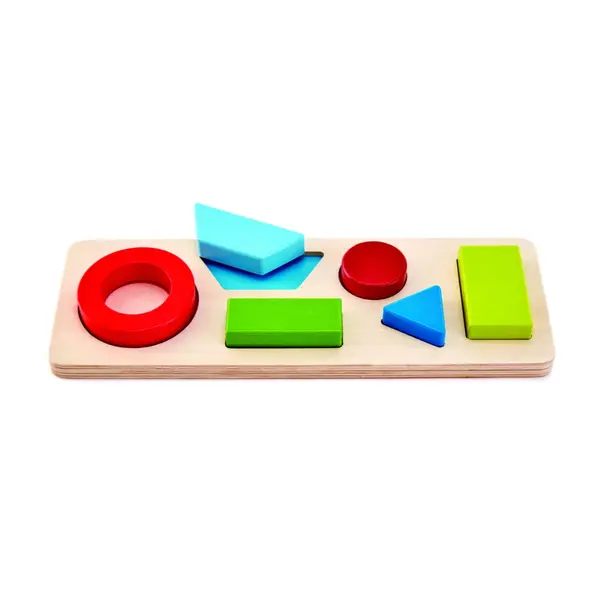 Puzzle incastru din lemn,forme geometrice,28x10x2.3 cm