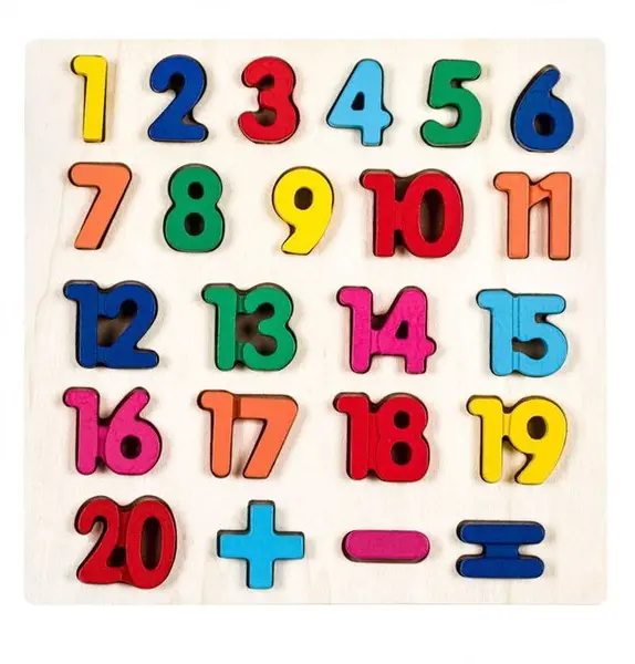 Puzzle incastru Numere - Set lemn cu 20 numere si operatii matematice