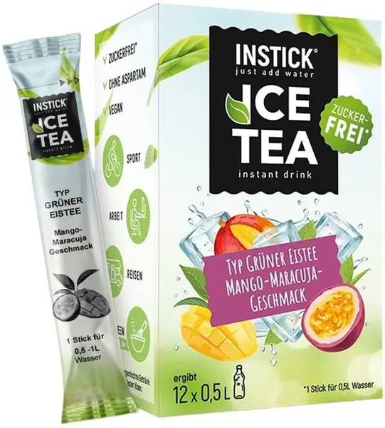 Puzzle Instick 12 în 1 - Ceai rece instant, mango și fructul pasiunii, 12 x 2.5 g